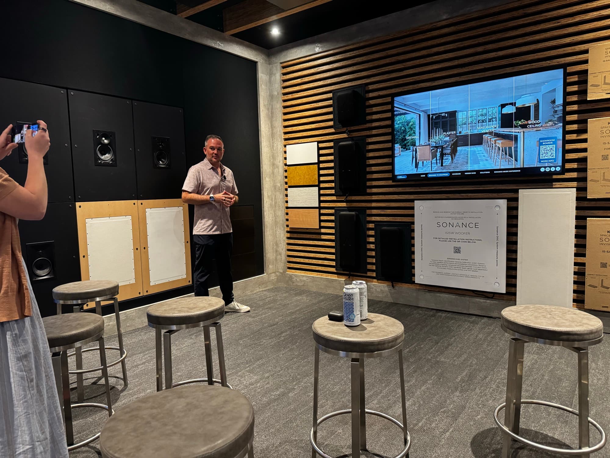 Adam from Boston Automations presenting inside the Sonance Studio demo theater